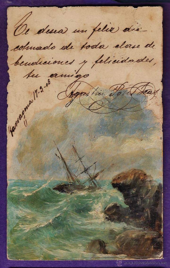 Postales: postal - barco / barca - naufragio - artesanal y original - escrita - principios siglo xx -