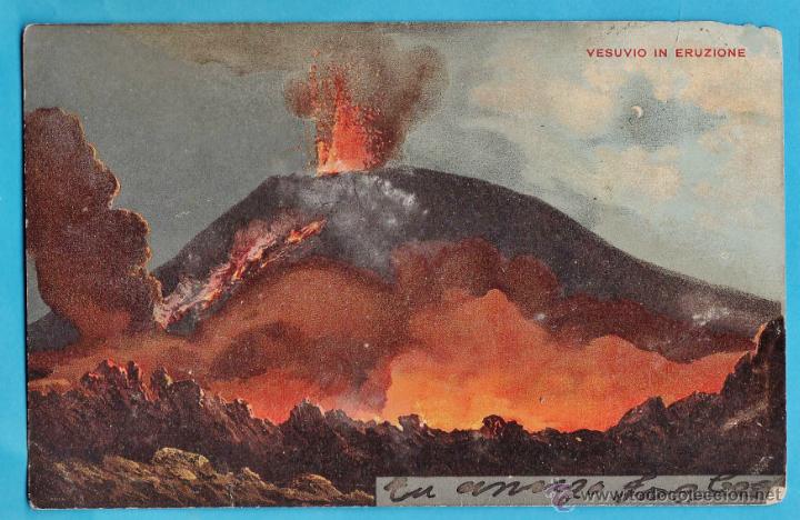 Postales: postal - pintura - vesubio / vesuvio en erupcion - ed. italiana - escrita - principios siglo xx -