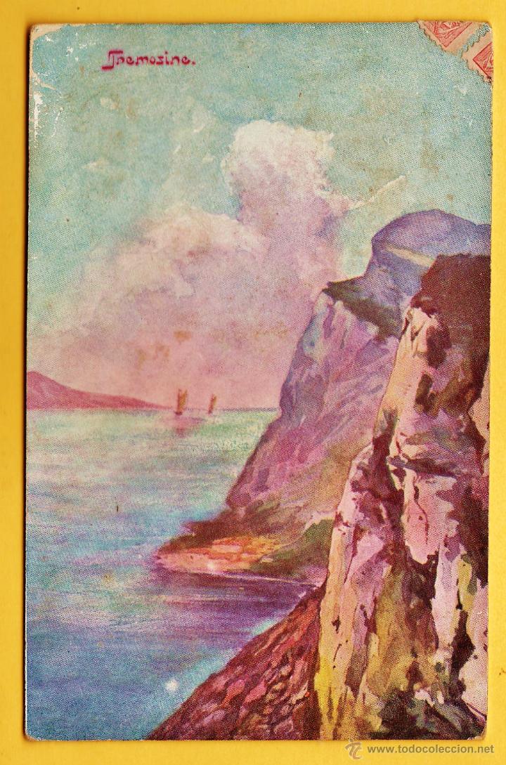 Postales: postal - pintura - acantilado - tremosine - ed. italiana - escrita - principios siglo xx -