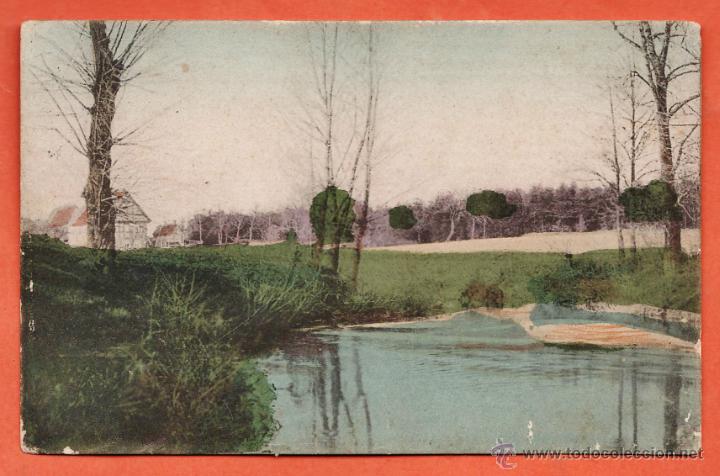 Postales: postal - pintura - paisaje - casa campo con rio / lago - escrita - principios siglo xx -