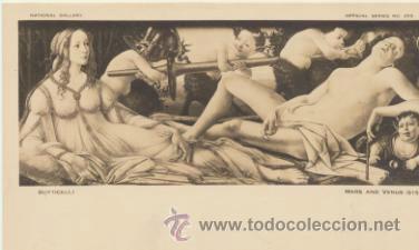 Postales: National Gallery.- Boticelli - Mars and Venus. - Foto 1