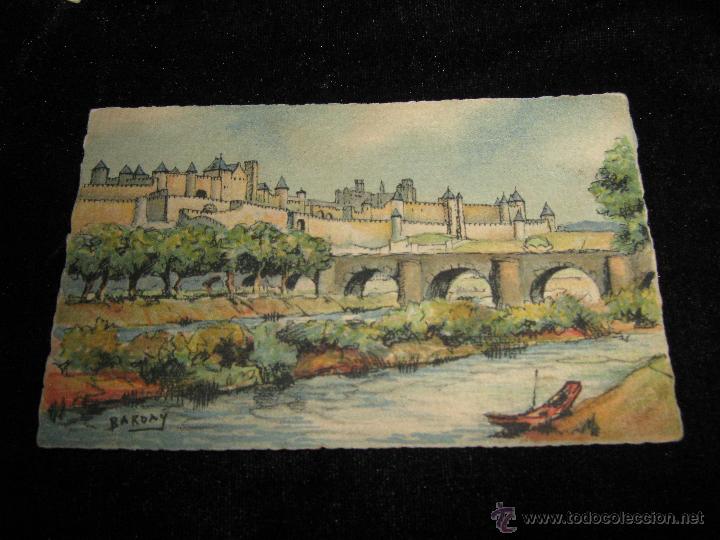 Cartes Postales: POSTAL CON CUADRO REPRESENTANDO CARCASSONNE - LA CLT VUE DE L'AUDE