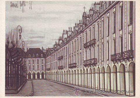 Postales: BERNARD BUFFET: Paris. La Place des Vosges. - Foto 1