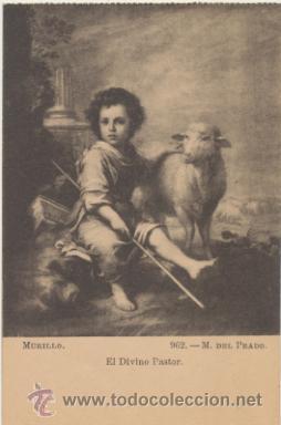 Postales: Murillo.-   El Divino Pastor. M. del Prado. - Foto 1