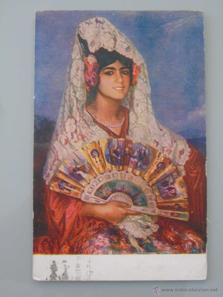 Postales: POSTAL DE LA GITANA DE LA MANTILLA. FECHADA A&Ntilde;O 1922. 665 - Foto 1