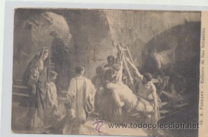 Postales: A. Ferrant.- Entierro de San Sebasti&aacute;n. - Foto 1