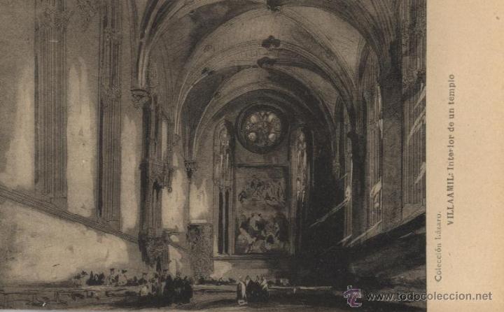 Postais: Postal colecci&oacute;n L&aacute;zaro- Villaamil: interior de un templo