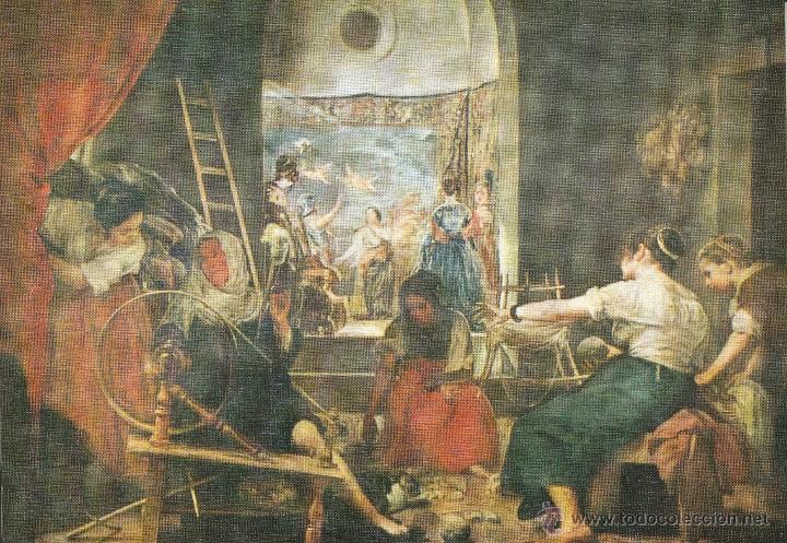Postkarten: N&ordm; 19627 L&Aacute;MINA CEDIPSA COLECCION ESCUELA ESPA&Ntilde;OLA VELAZQUEZ LAS HILANDERAS