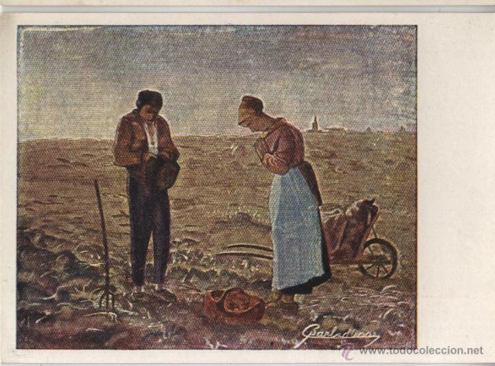 Postais: Postal : el &aacute;ngelus, pintado con la boca por G. Barbedienne * ARTIS-MUTI *