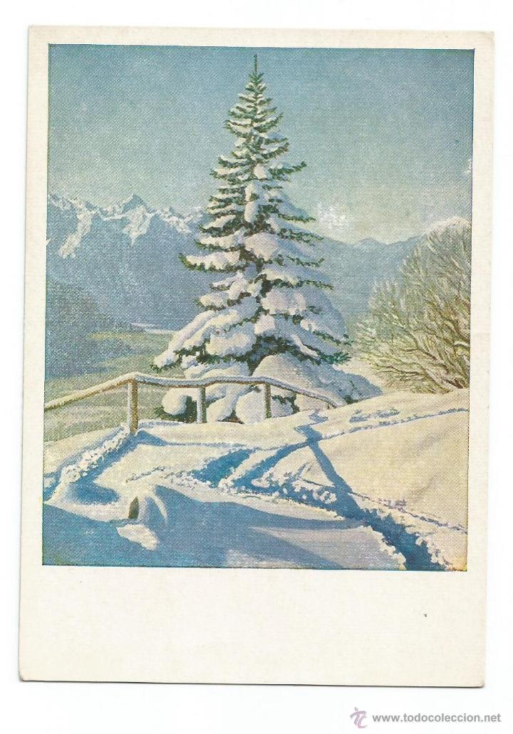 Cartoline: NIEVE EN LOS ALPES PINTADO CON LA BOCA 1959 - Edici&oacute;n artis muti POSTAL PINTURA - ARTE
