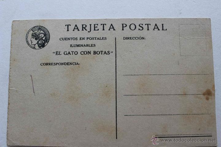 Postales: Cuentos en postales iluminables. EL GATO CON BOTAS, sin circular, circa 1920, ephemera - Foto 2