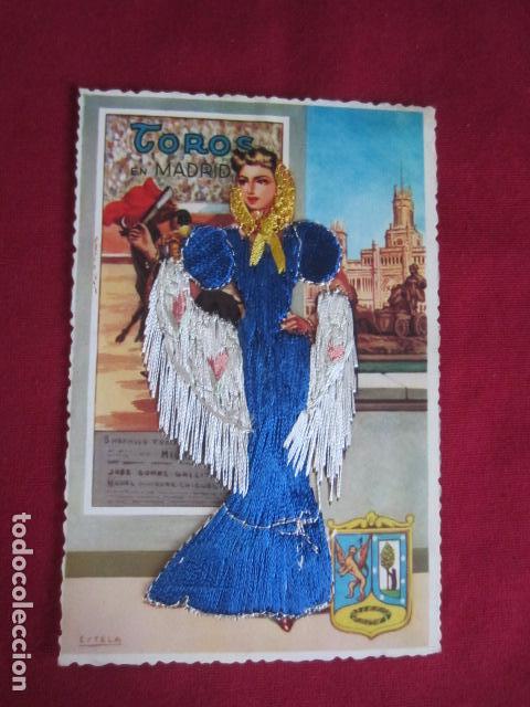 Postales: TOROS EN MADRID - POSTAL BORDADA - Foto 1