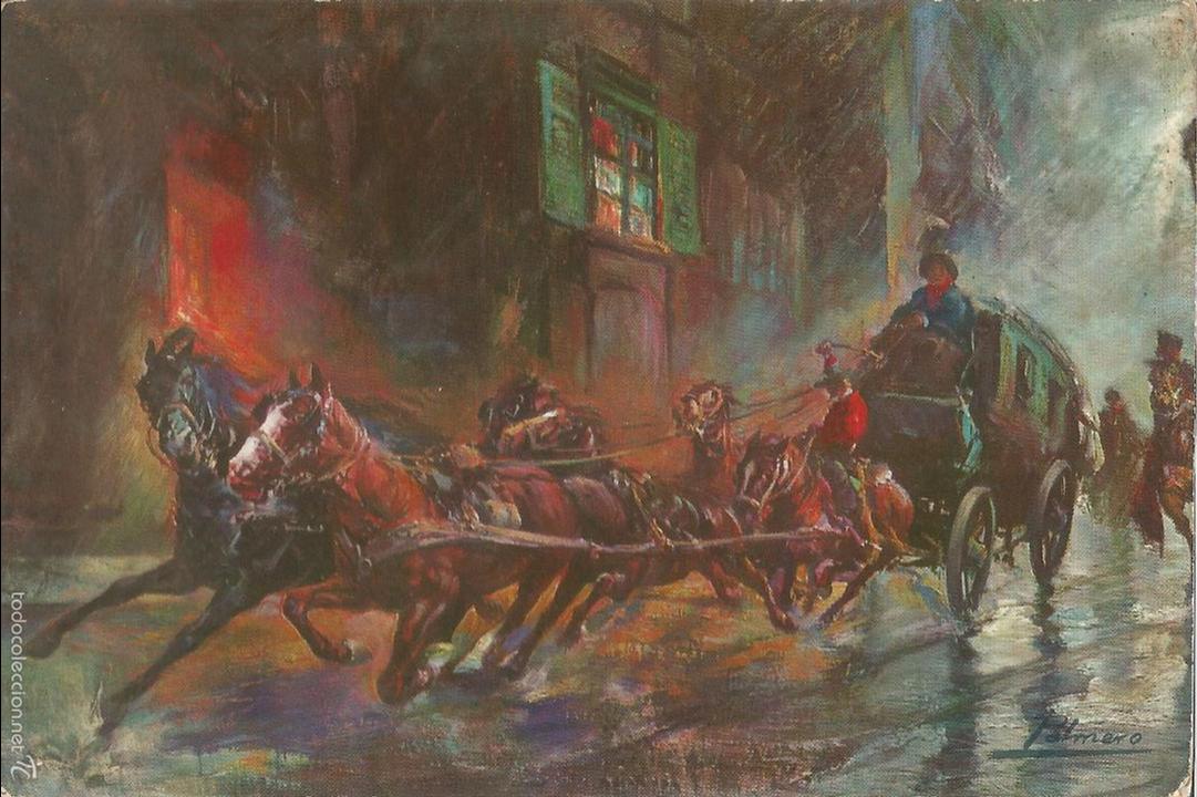 Postcards: POSTAL OLEO DE ALFREDO PALMERO DE GREGORIO (1901-1991) DILIGENCIA DE TOLEDO - CREACIONES 507 - S/C