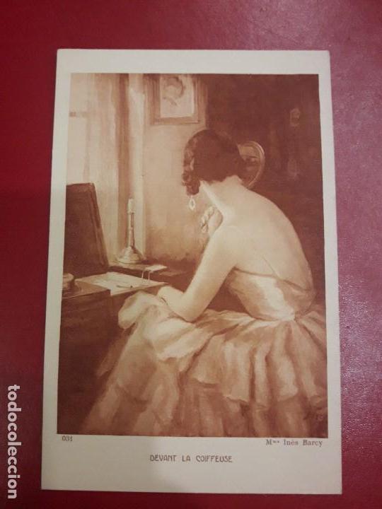 Cartes Postales: POSTAL DEVANT LA COIFFEUSE de Mme IN&Eacute;S BARCY