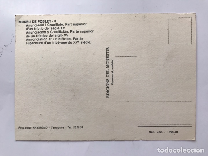 Postales: MUSEU DE POBLET (Tarragona ). Postal No.3 - Foto 2