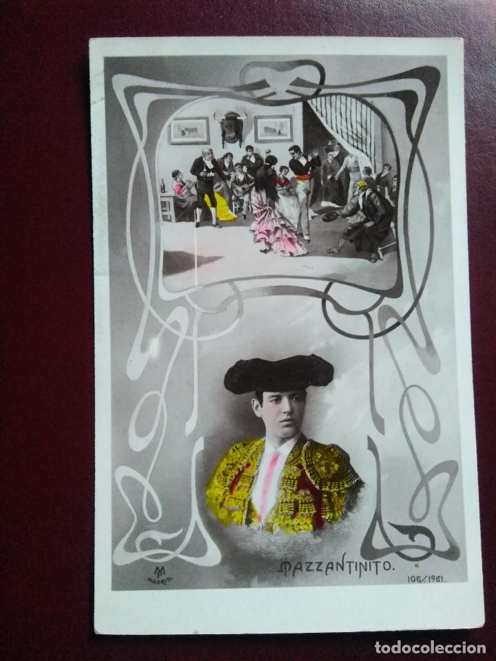 Postales: POSTAL COLOREADA DEL TORERO MAZZANTINITO.  SIN CIRCULAR. - Foto 1