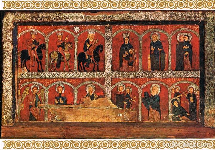 Postcards: Museo de Arte de Catalu&ntilde;a, Frontal de altar (escenas de la vida de) proviene de Mossol (Gerona)