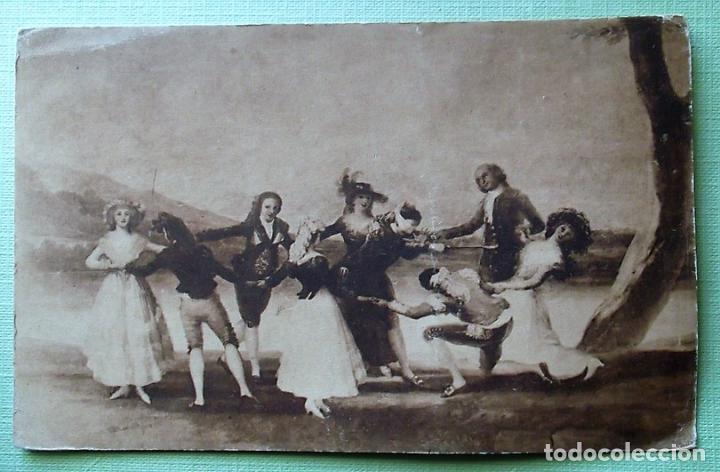Postales: La Gallina ciega de Goya. Museo del Prado. Nueva. Blanco/Negro