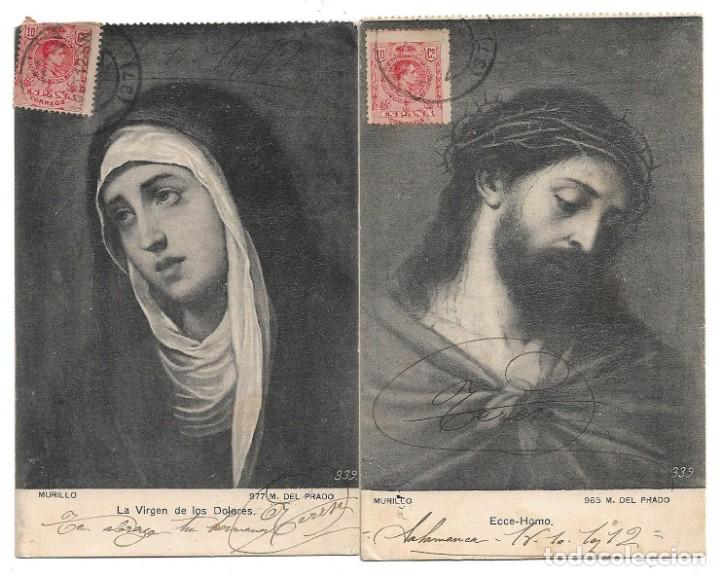 Postais: 2 POSTALES M. DEL PRADO .- MURILLO .- ECCE-HOMO Y VIRGEN DE LOS DOLORES .- F. LACOSTE