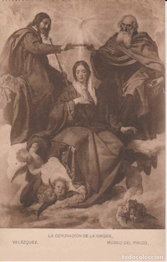 Postales: () POSTAL ARTE ... VELAZQUEZ. LA CORONACION DE LA VIRGEN