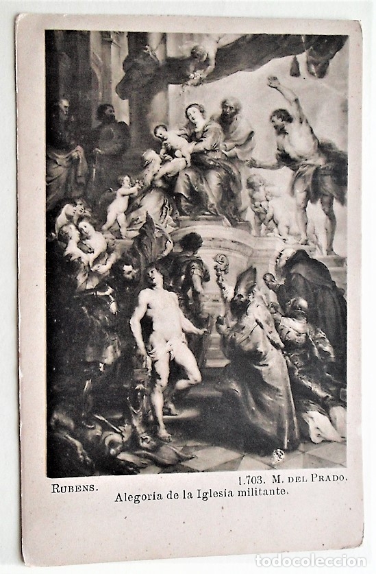 Postales: Museo del Prado. Alegor&iacute;a de la Iglesia militante de Rubens. Nueva. Blanco/Negro