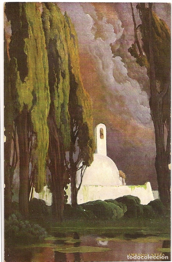 Postkarten: 3 POSTALES DE OBRAS DEL PINTOR ENRIQUE SERRA AUQUE. CIRCULADAS HACIA 1915.