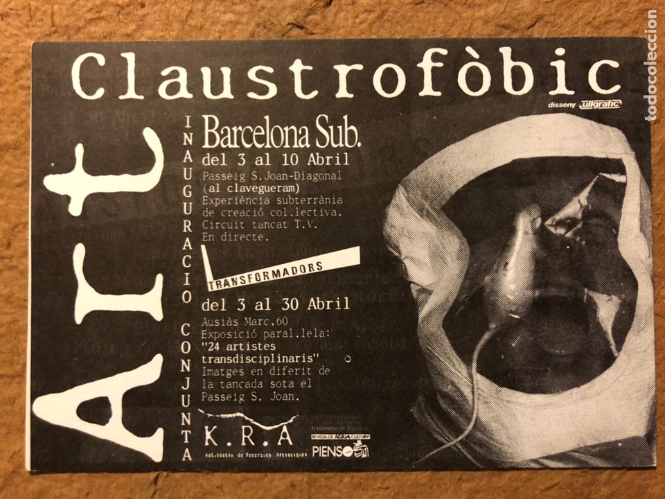 Postais: ART CLAUSTROF&Oacute;BIC &ldquo;24 ARTISTES TRANDISCIPLINARIS&rdquo; K.R.A. TARJETA PROMOCIONAL EXPOSICI&Oacute;N TRANSFORMADO