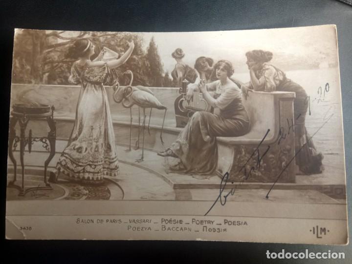Postais: ANTIGUA POSTAL SAL&Oacute;N DE PAR&Iacute;S. CUADRO DE VASSARI, POES&Iacute;A