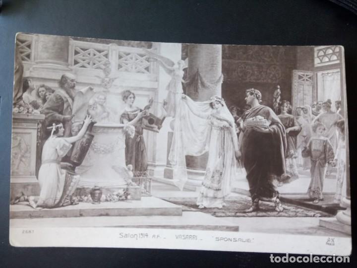 Postais: ANTIGUA POSTAL FRANCESA SAL&Oacute;N DE PAR&Iacute;S, CUADRO DE VASARRI, LOS ESPONSALES
