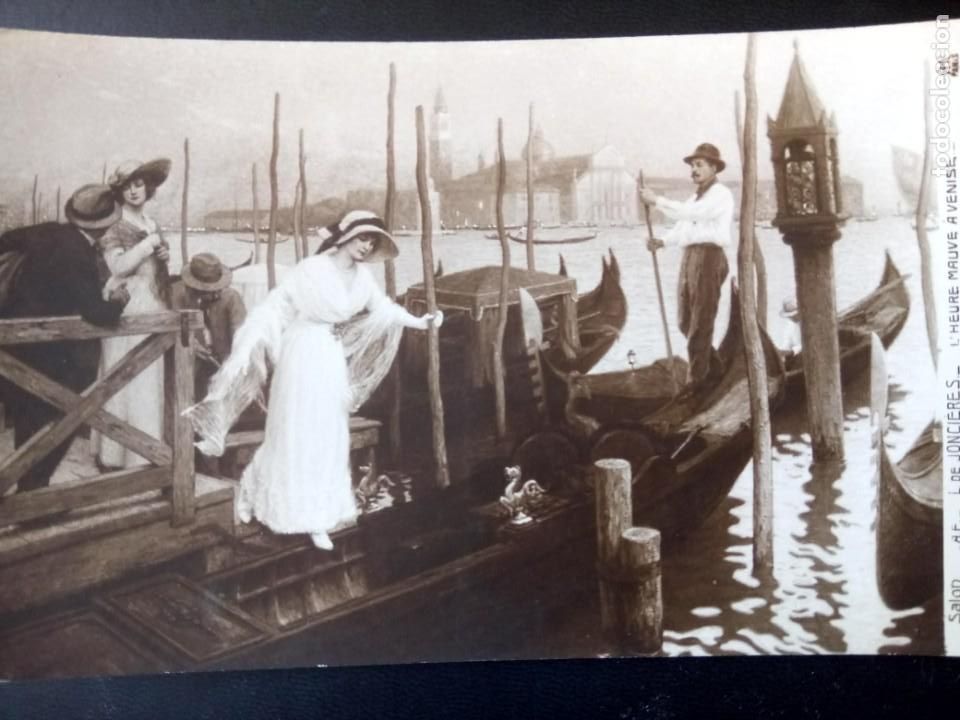 Postais: ANTIGUA POSTAL FRANCESA SAL&Oacute;N DE PAR&Iacute;S, CUADRO DE JONCIERES, HORA MALVA EN VENECIA