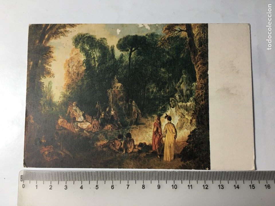 Postales: J. A. WATTEAU. FIESTA EN UN PARQUE. MUSEO DEL PRADO. EDICIONES DE ARTE OFFO.
