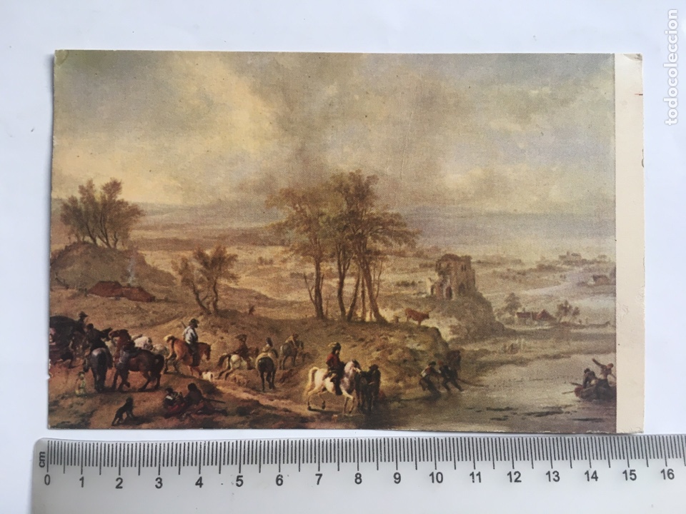 Postales: WOUWERMAN. PARTIDA DE CAZA Y PESCA. MUSEO DEL PRADO. EDICIONES DE ARTE OFFO.