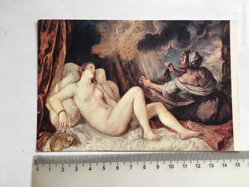 Postales: TIZIANO. D&Aacute;NAE RECIBIENDO LA LLUVIA DE ORO. MUSEO DEL PRADO. EDICIONES DE ARTE OFFO.