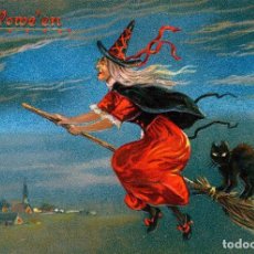 Cartoline: POSTAL DE LA ILUSTRACIÓN HALLOWE'EN A WITCH RIDING A BROOMSTICK TEMA: HALLOWEEN, BRUJA, RAPHAEL TUCK