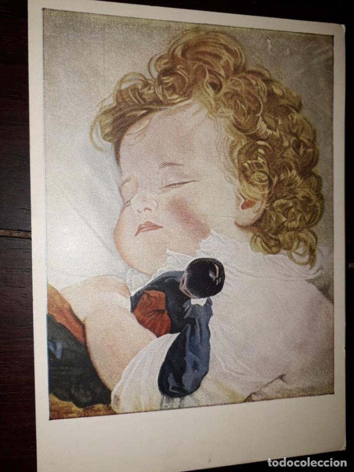 Postais: N&ordm; 40306 POSTAL CUADRO LA ADORACION DEL NI&Ntilde;O PINTADO CON LA BOCA ARNULF