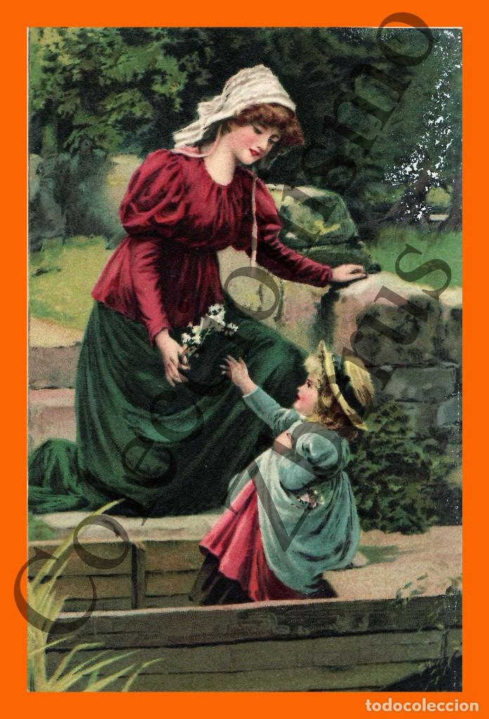 Postales: Tarjeta Postal - Mujer y ni&ntilde;a en el parque - Foto 1