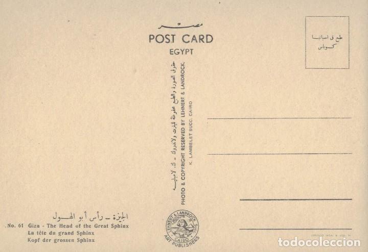 Postales: Giza. Cabeza de la Gran Esfinge. Egipto. / Postal sin circular - Foto 2