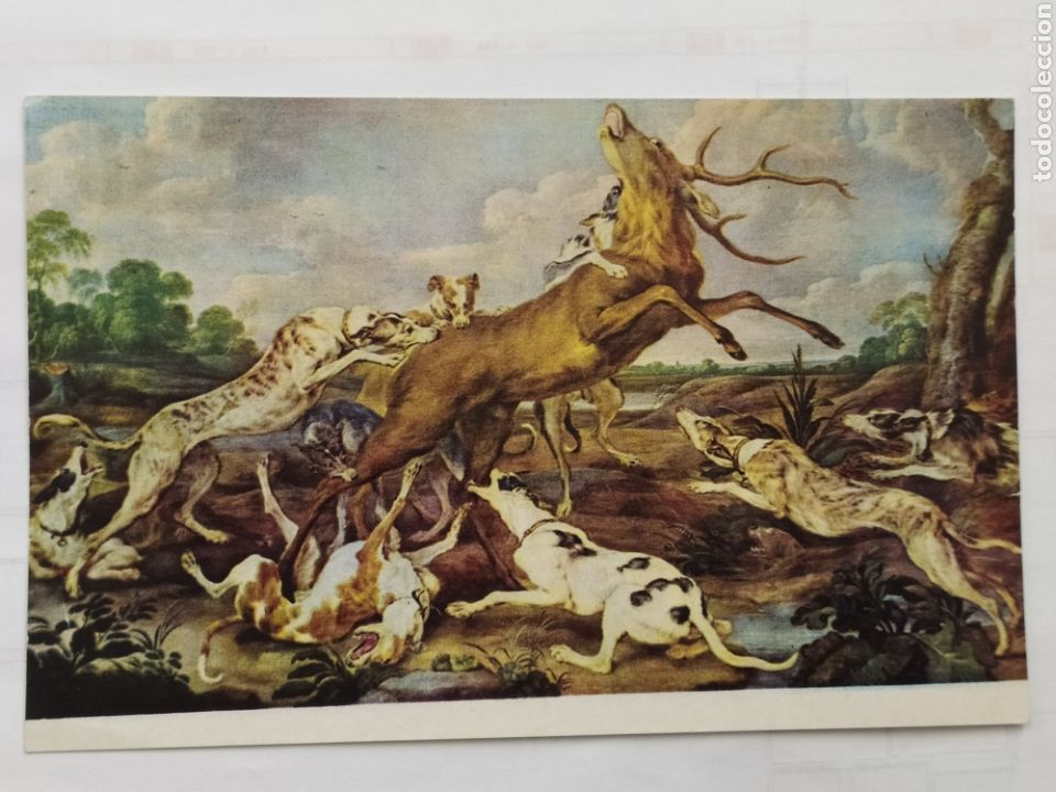 Postales: CIERVO ACOSADO POR LA JAUR&Iacute;A - MUSEO DEL PRADO N&deg;1870 - SIN CIRCULAR