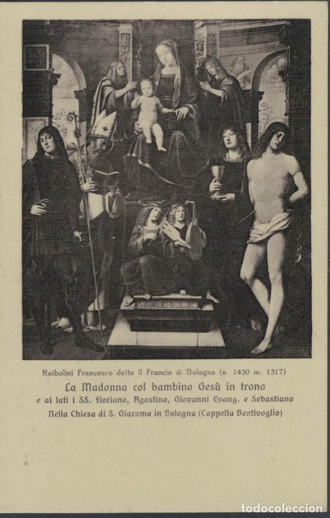 Postales: La Madonna col bambino Ges&ugrave; in trono. Raibolini Francesco delto il Francia di Bologna. G. Mengoli