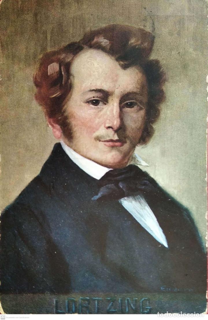 Postales: Albert Lortzing, compositor. Postal austriaca. Usada con sello. Color - Foto 1