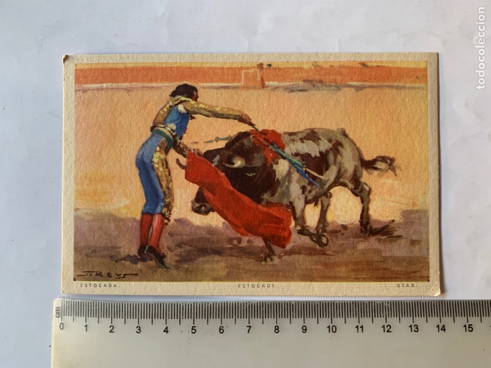 Postkarten: POSTAL. CORRIDA DE TOROS. ESTOCADA. PINTURA DE REUS. JDP.