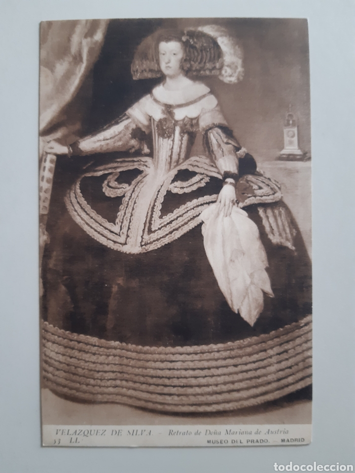 Postales: Tarjeta postal Museo del Prado Pintor Vel&aacute;zquez de Silva Retrato de Do&ntilde;a Mariana de Austria LL Madri