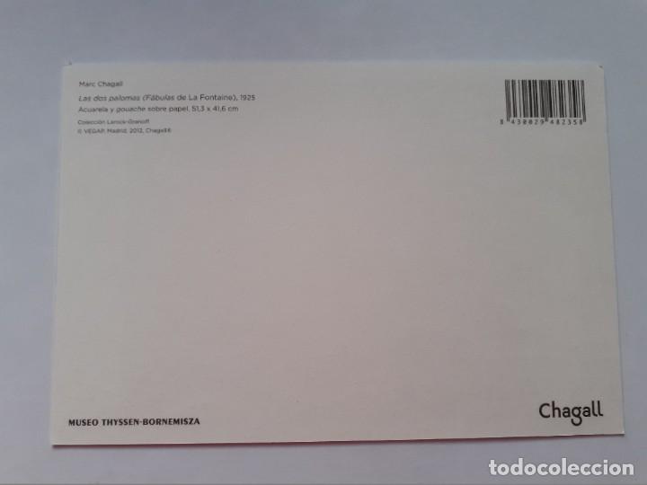 Postales: POSTAL - MARC CHAGALL - LAS DOS PALOMAS - MUSEO THYSSEN - BORNEMISZA - Foto 2