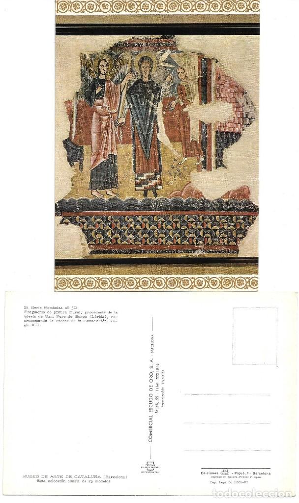 Postales: POSTAL 2&ordf; SERIE ROMANICA FRAGMENTO PINTURA MURAL SANT PERE DE SORPE SIGLO XII N&ordm; 30 E. ORO 1968*
