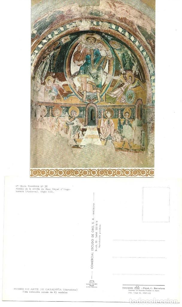 Postales: POSTAL 2&ordf; SERIE ROMANICA APSIDE ERMITA SANT MIGUEL D'ENGOLASTERS SIGLO XII N&ordm; 32 E. ORO 1968*
