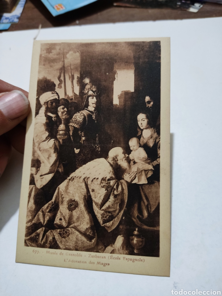 Postcards: Postal antigua museo de grenoble Zurbar&aacute;n adoraci&oacute;n Reyes Magos