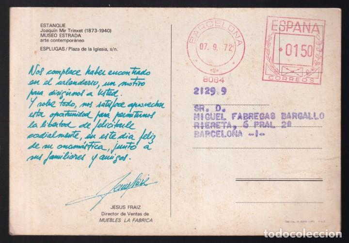 Postales: *Joaquin Mir - Estanque* Museo Estrada, Esplugas. Circulada 1972.. - Foto 2