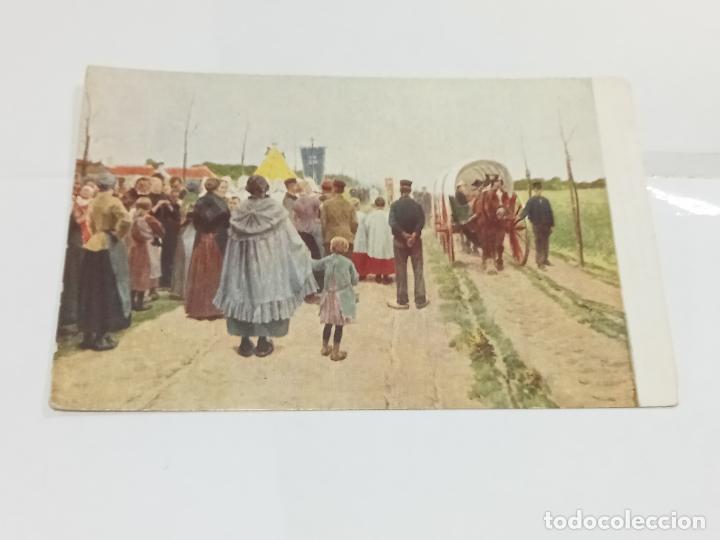 Postais: TARJETA POSTAL. CAMPESINOS ESPERANDO EL REGREDO DE LOS PEREGRINOS. N&ordm; 951. FRANS-VAN LLEMPUTEN
