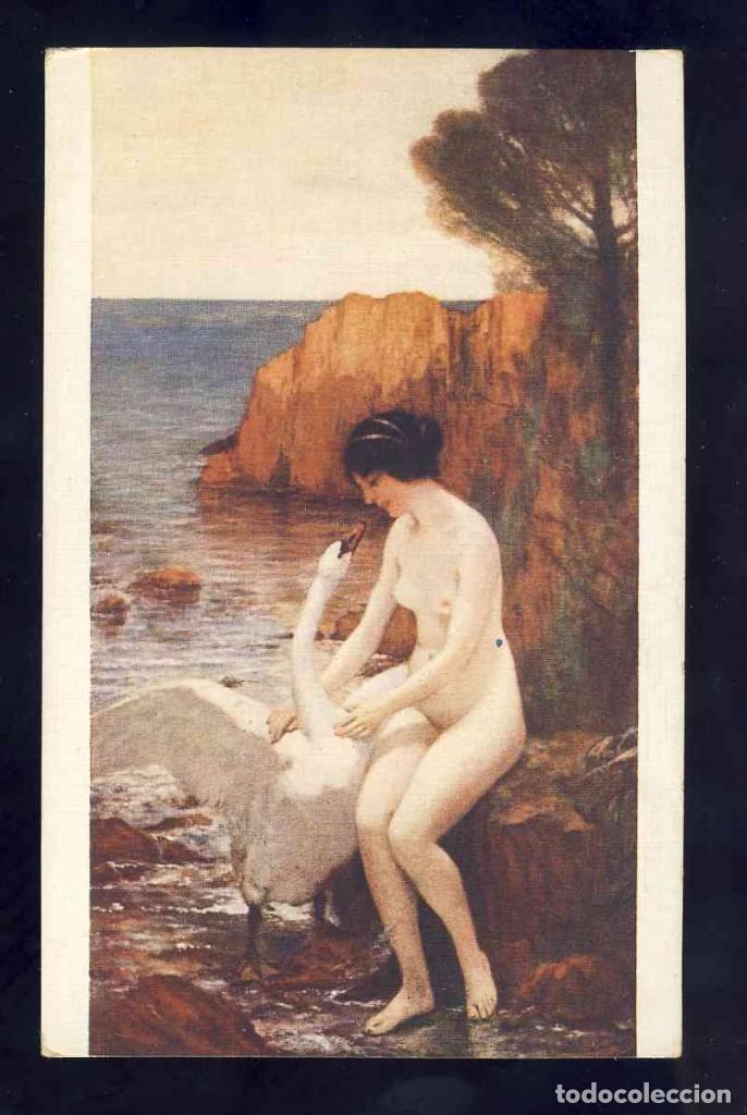 Postales: Postal de arte: Pintura de H.Gervex. Desnudo (Salon de Paris)