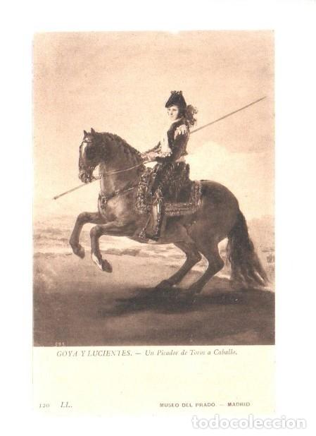 Postales: POSTAL, 120 - LL. GOYA Y LUCIENTES.- UN PICADOR DE TOROS A CABALLO. MUSEO DEL PRADO. SIN CIRCULAR.